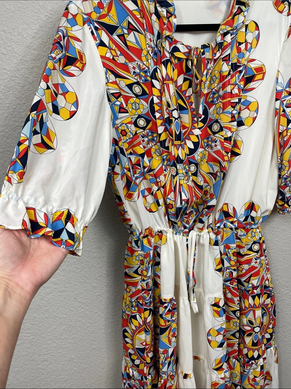 Tory Burch Arabella Psychedelic Silk Dress Geometric Boho Sz L